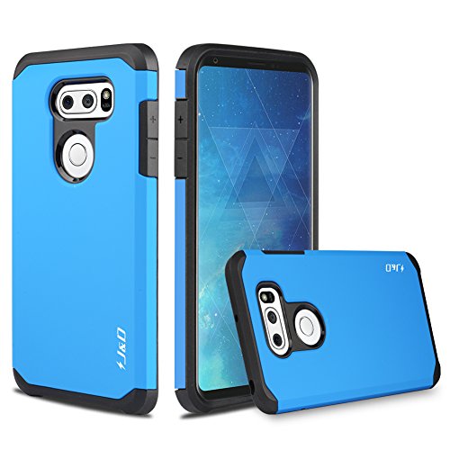J&D Heavy Duty Dual Layer Hybrid Shock Proof Bumper Case for LG V35 ThinQ, Compatible with LG V35/V30S/V30S ThinQ/V30/V30 Plus, Rugged Protective Cover, Blue