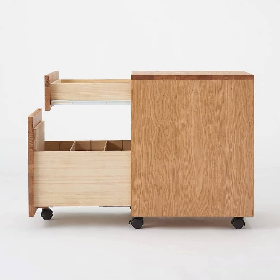 MUJI 無印良品 良品計画 袖机 オーク デスクキャビネット 脇机 引き出し Amazon.co.jp: 無印良品 木製デスクキャビネット 幅39×奥行48×高