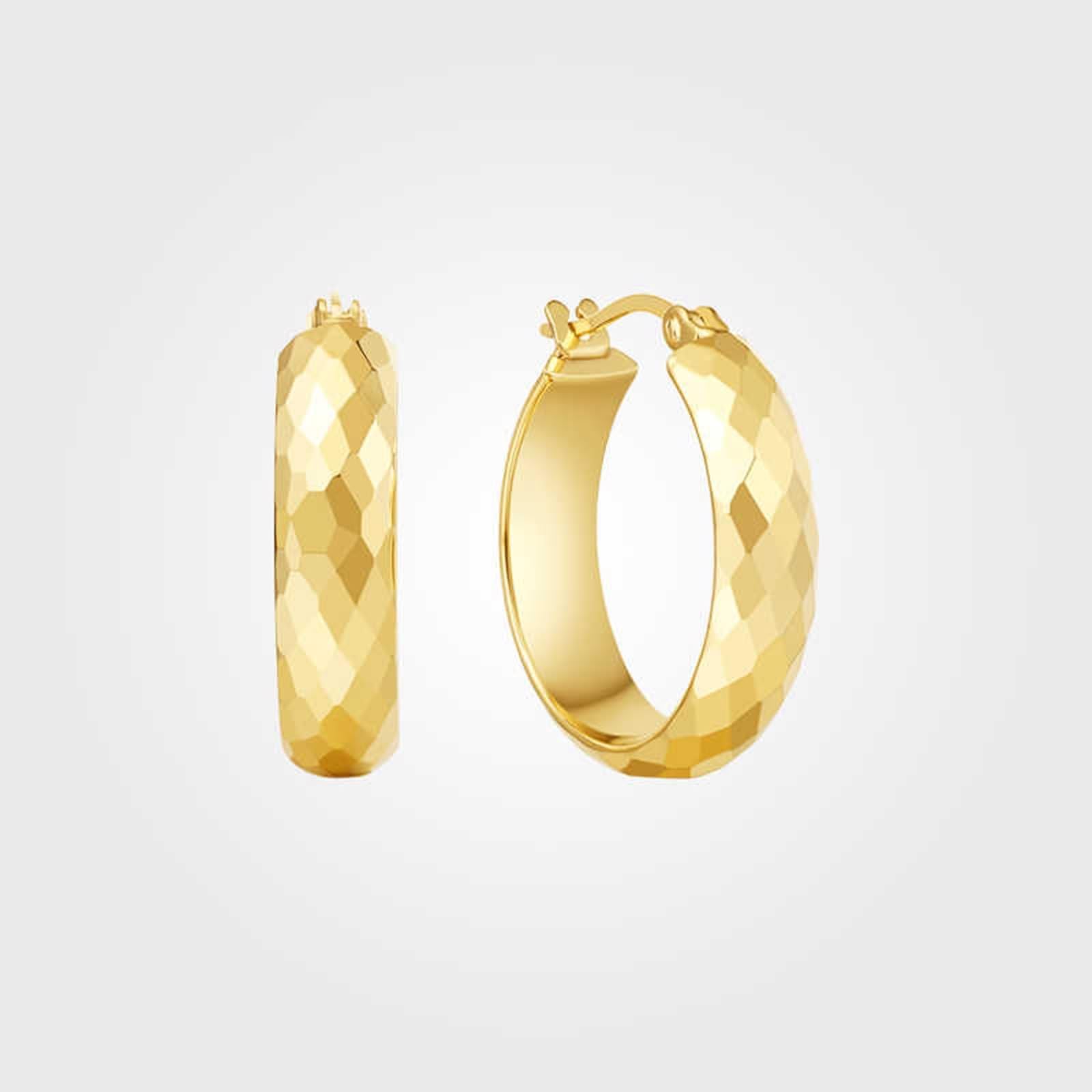 Epinki Creole Hoop 9K/14K/18K żółte złoto, klasyczne kolczyki vintage, kolczyki secesyjne Au 750/585/375 prawdziwa biżuteria,, 14-karatowe żółte złoto (585), Bez cyrkonii