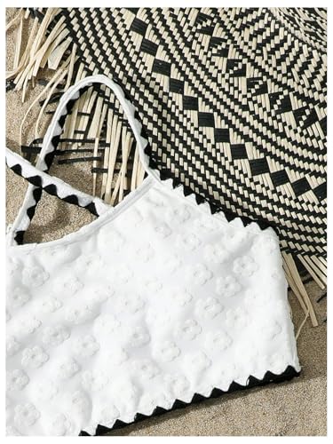 Floerns Girl's 2 Piece Swimsuits Contrast Binding Floral Criss Cross Bathing Suit3