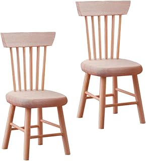 Homoyoyo 2 Pçs Cadeiras De Madeira Para Casa De Bonecas Escala 1:12 Em Miniatura Móveis Para Casa De Bonecas Mini Cadeira Modelo De Cadeira Minúscula Para Acessórios DIY Para Casa De