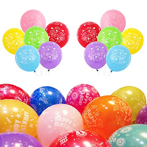 Image of Rozi Decoration Happy Birthday Printed Foil Balloons Pack Of 50 Pcs, Multi