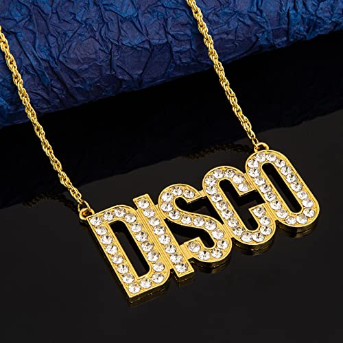 Disco Necklace Hippie Necklace for Men 70s Disco Outfit Gold Chain Disco Accessories Trendy Ncklace for 70s Party Jewelry Gift2