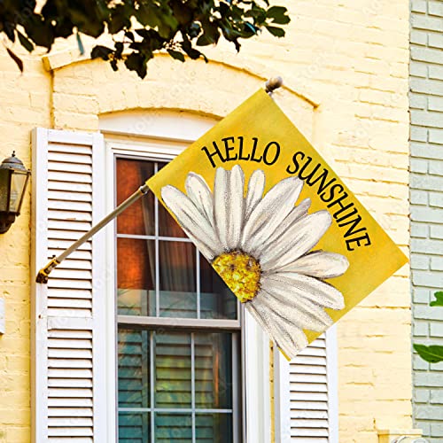 Avoin Colorlife Hello Sunshine House Flag 28X40 Inch Double Sided Outside, Summer Spring Floral Daisy Yard Outdoor Flag Yellow #TOP1