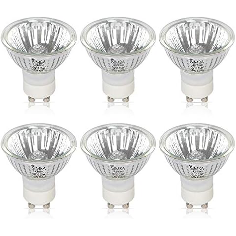 Simba Lighting Halogen GU10 35W Spotlight 120V MR16 with Glass Cover (6 Pack) Dimmable for NP5 Candle Warmer, Accent, Recessed, Track Lighting, Twist-N-Lock Base, Warm White 2700K Cover