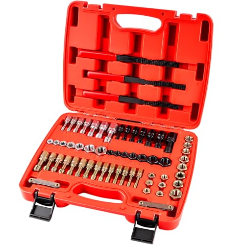 61Pcs Thread Repair Kit, UNC, UNF & Metric Thread Chaser Set, Rethread Repair Tool with Taps Dies Thread Files and Thread Pitch Gauge for Repair or Reshape Damaged Threads Bolts, Nuts and Screws