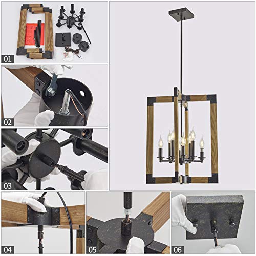 8 Light Farmhouse chnadelier for Bedroom, Wood Chandelier with Oil Rubbed Bronze Finish, Rustic Light Fixtures for Dining Room, Living Room and Foyer - Image 6