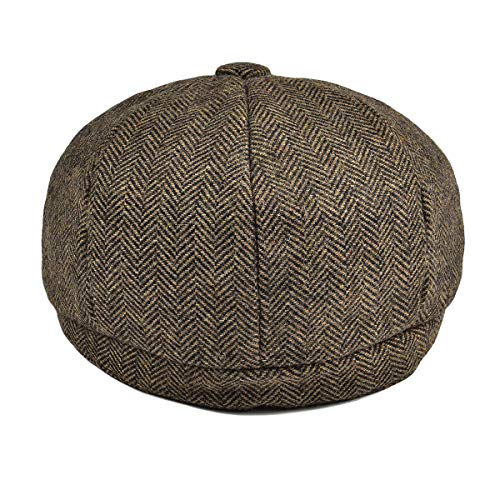 image for JANGOUL Boys Vintage Newsboy Cap Tweed Flat Beret Cabbie Hat for Kids 
