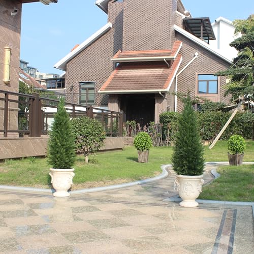 3ft Artificial Topiary Trees Artificial Cedar Trees UV Resistant Bushes Potted Set of 2 Faux Shrubs for Outdoor Indoor Front Porch Garden