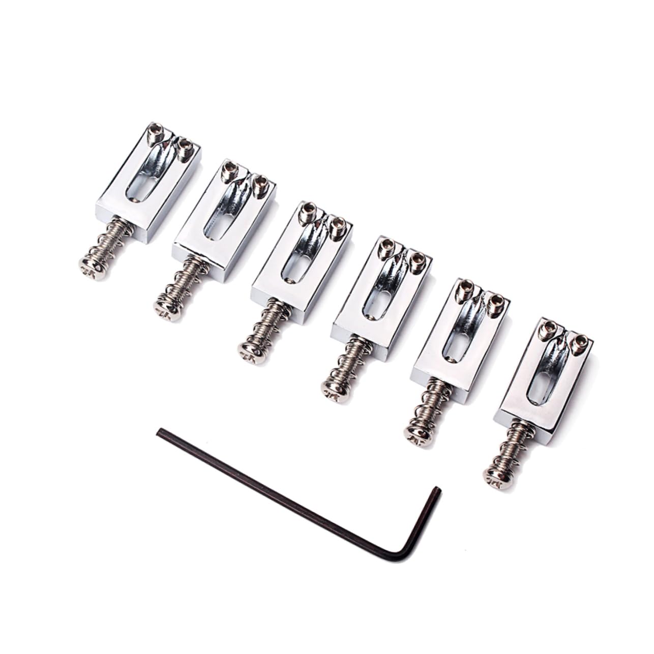 ifundom 6 in 1 Flat Guitar Saddle Set for Guitar Replacement Parts Zinc Alloy Vintage Bridge Saddles Silver Flat