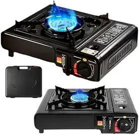 Fogareiro Portátil a Gás Butano com Ignição Eletrônica – Compacto, Econômico e Versátil – Para Camping, Pesca, Trilhas, Viagens e Cozinha – Maleta Inclusa, Chama Regulável