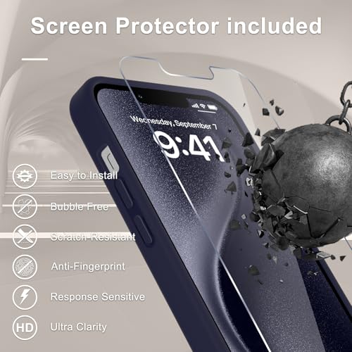 Image of YENAPOON for iPhone 13 Pro Max Case, Matte Magnetic Phone Cover [with 1 Screen Protector] [Support for MagSafe] [Shockproof Military Grade Protection] Translucent Frosted Back, Deep Purple