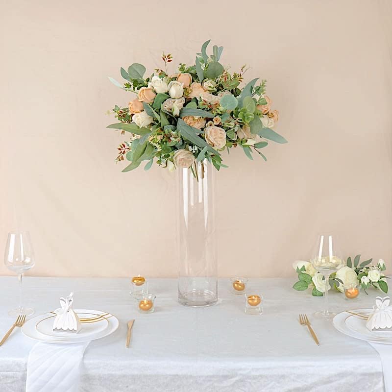 6 pcs 20" Tall Clear Glass Cylinder Vases for Wedding Party Flowers Centerpieces Home Decorations Cheap Bulk Supplies