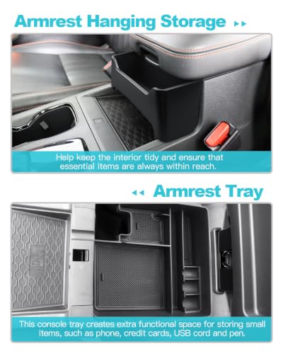 Image of CDEFG 3Pcs for 2022-2026 Nissan Frontier Center Console Organizer Tray | for 2022-2025 2026 Nissan Frontier (S /SV /Pro-X /Pro-4X /SL) Accessories Middle Console Tray & Armrest Hanging Storage Box