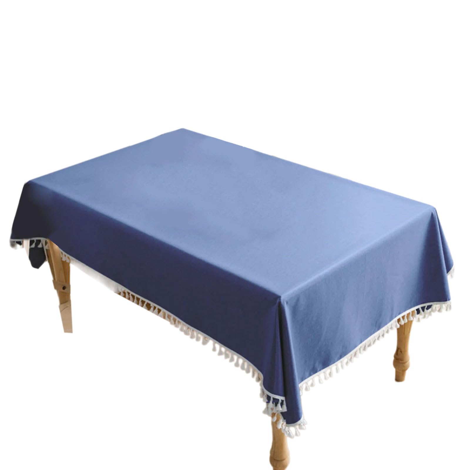 HZBB Modern Tablecloth for Dining Room, Cotton Linen Blend Spillproof Table Covers Fits Most Tables Rectangle Tassels Tablecloth