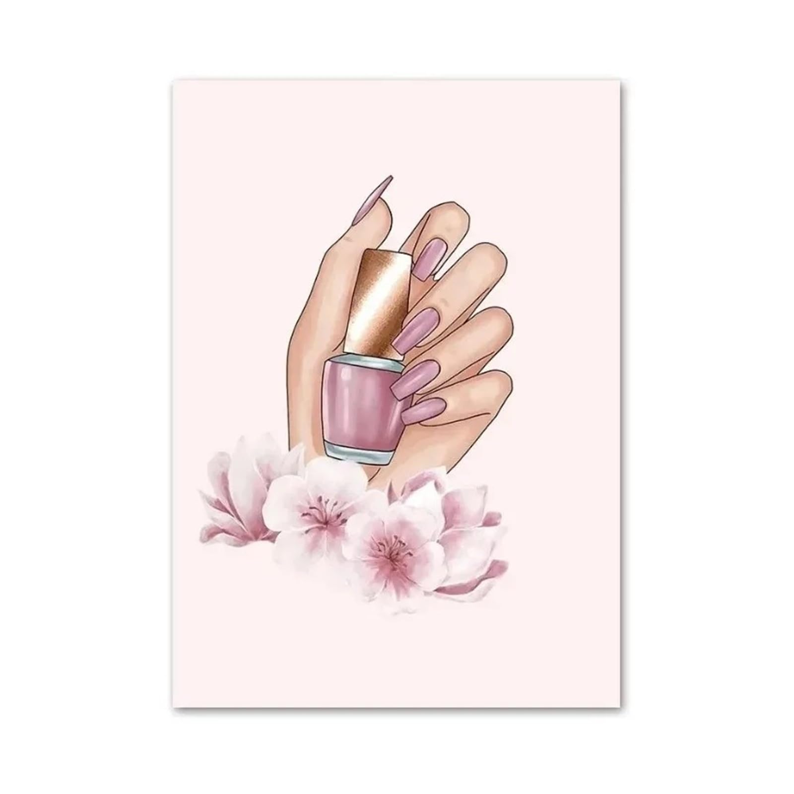 Xenite Girls F Wall Art Canvas Prints Canvas Painting Pink Lower Nail Polish Salon Ashion Poster Nordic Wall Art Print Abstract Pictures Or Living Room Decor(,50X70cm)