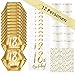 Feste, decorazione da tavolo per il 18° compleanno per 12 persone, set decorativo tovaglioli, piatti, bicchieri, cannucce, 64 pezzi, oro bianco, XXL, set per feste Happy Birthday 18