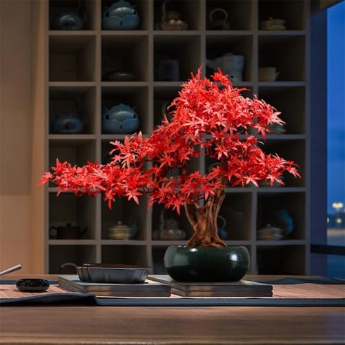 Bonsái artificial de arce rojo con maceta ideal para paisajismo duradero sin riego 6