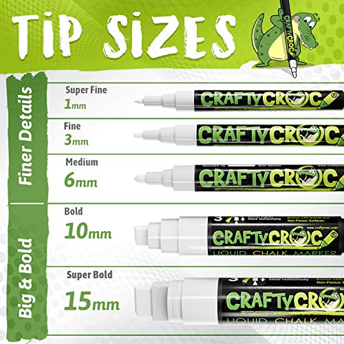 5 Pack of White Multi-size Chalk Markers