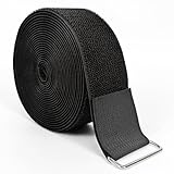 Hook and Loop Straps, 2'' x 16.5', Fastening Cinch Straps with 15 Metal Buckles, Cut to Length, Heavy Duty, Reusable Cable Straps, Cord Straps, 16.5 Feet Long Cord Strap for Storage and Organization