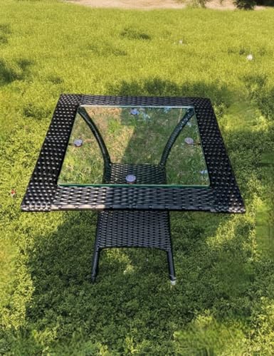 Image of India Outdoor Indoor Patio Set Bistro Set Wicker Chair Patio Set for Living Room Dining Room Lawn Balcony Outdoor Garden Chair Set with Glass Table