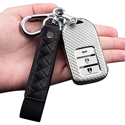 Windowdoor Car Key Fob Cover Key Case TPU Suit For Honda Jade HR-V Accord Crider CR-V Greiz Vezel Civic Spirior Elysion Fit City Crosstour accessories with Keychain, Slivery, Large
