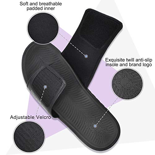 KuaiLu Set of 2 Pairs -Mens Slides Soft Cushion Sport Sandals(Black US11.5) Mens Slides Soft Cushion Sport Sandals(Black US11.5)3
