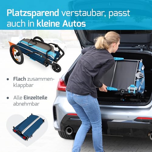 Snuutje 2-in-1 Fahrradanhänger und Handwagen | perfekt als Einkaufstrolley und Transportwagen | Lastenanhänger fürs Fahrrad | wie Bollerwagen faltbar mit Dach