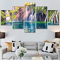SIGNWIN 5 Panel Canvas Wall Art Modern Art Dramatic Farmhouse/Country Mountain Multicolor Nature Photography for Home Decorations Ready to Hang - 60