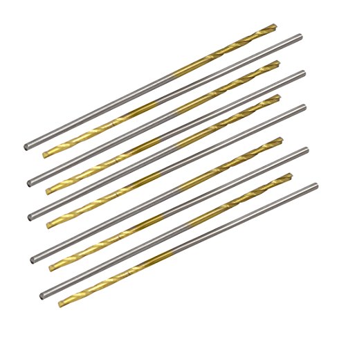 uxcell 0.5mm Dia 22mm Length Titanium Plated 2-Flute Straight Shank Twist Drill Bit 10pcs