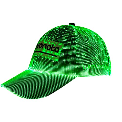 lumisonata Casquette LED Casquette Fibre Optique Casquette de Baseball EDM Illuminé 7 Couleurs Flash USB Rechargeable Cap Rave Party Accessoires