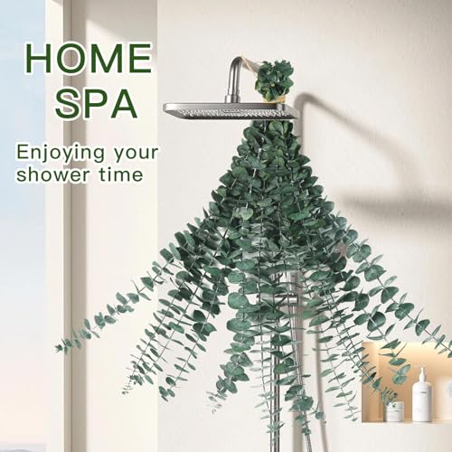 Image of 12 Pcs Dried Eucalyptus Stems for Shower, 17'' Natural Real Live Eucalyptus Leaves Branches Hanging Shower Plant for SPA Home Fragrance Bathroom Table Vase Decor