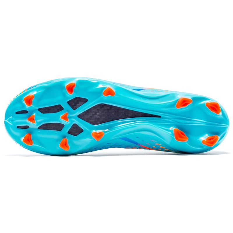 High Top Soccer Cleats, Professional Training Shoes, Non-Slip AG/FG Spikes, White/Rainbow3