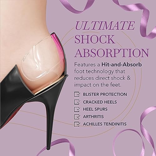 Ballotte Premium Silicone Heel Pads for Shoes. Soft Heel Grips or Inserts for Big Shoes, Alleviates Slipping & Discomfort, Comfortable Cushioning for High Heels, 8-Pack (Natural)3