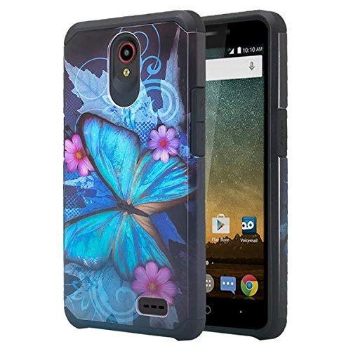 SPYCASE for Compatible for ZTE Maven 3 (Z835) Case/ZTE Overture 3 Case/ZTE Prelude Plus (4G LTE) Case w/[Tempered Glass Screen Protector] Soft Silicone Slim Hybrid Phone Case - Blue Butterfly