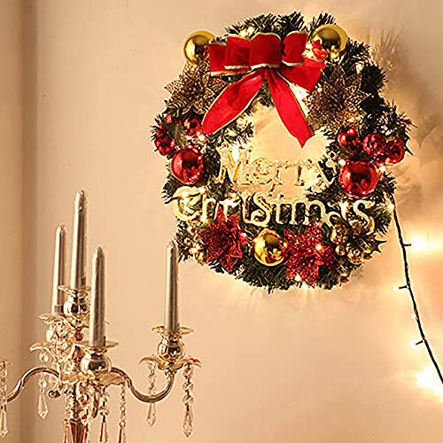 CLSDRZC Corona de decoración navideña para Puerta Delantera, Adorno para Colgar en la Pared para Fiesta de Navidad en Interiores y Exteriores, decoración del hogar, Corona de Navidad, Colgantes para