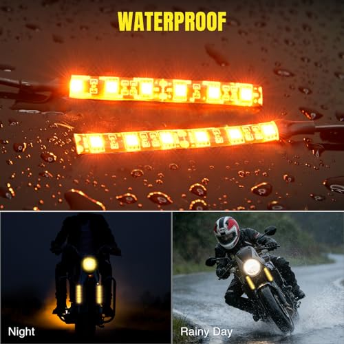 Image of Nilight 2PCS 6-5050-SMD Waterproof Flexible Turn Signal Backup License Plate Universal Amber Lights Strip Universal for Motorcycle ATV UTV, 2 Years Warranty