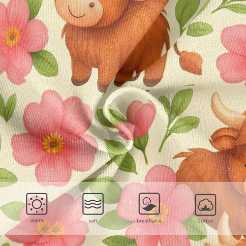 Joisal Cute Highland Cows Pink Flowers Toddler Girls Underwear 2t Cotton Panties for Girl Stylish Kids Briefs Undies3