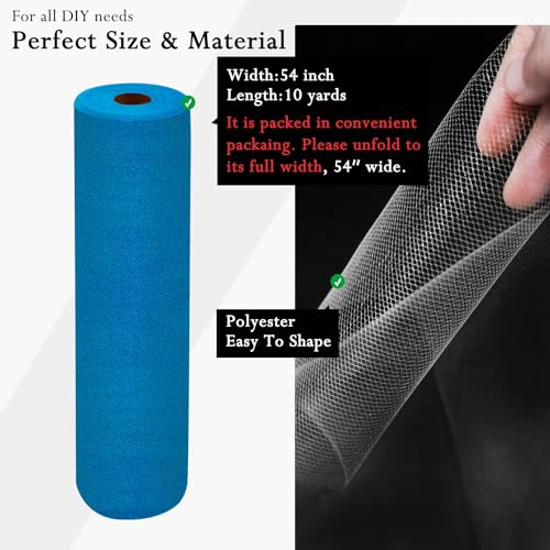 Image of Turquoise Tulle Fabric Rolls 54 Inch by 10 Yards Fabric Tulle Bolt for Wedding Decorations DIY Tutu Baby Shower Table Skirt Birthday Party Craft Supplies