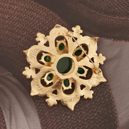 Image of Sriomu Vintage Women's Austrian Crystal Elegant Flower Brooch Party Wedding Broach Pin Red Green Gold Silver