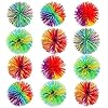 Leinuosen 12 Pieces Monkey Stringy Balls Sensory Stringy Ball Soft Rainbow Pom Bouncy Stress Bags Stuffers Party Favors Birthday Gifts, Multicolor (2.75 Inch)