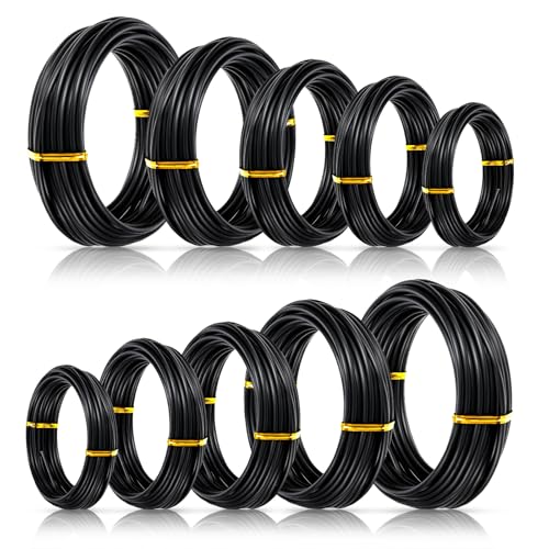 10 Rolls Bonsai Wires Black Aluminum Bonsai Training Wire Kit Sizes 1.0 mm, 1.5 mm, 2.0 mm, 2.5 mm...