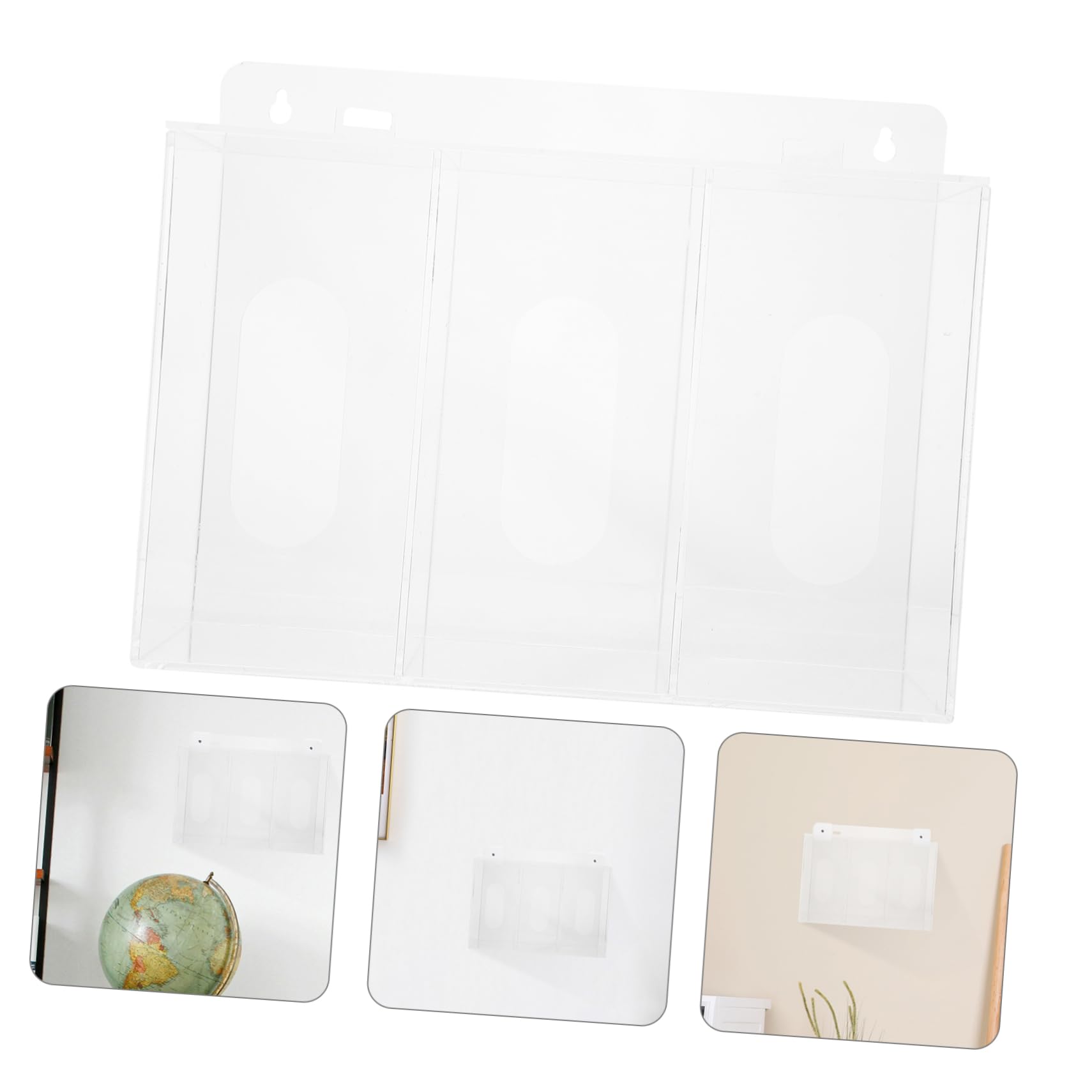 OUNONA 3griglia Dispenser per Guanti in Acrilico Trasparente Contenitore da Parete per Mascherine Slot Compatibile Vari Tipi di Guanti per Cucina Armadio Laboratorio e Ufficio