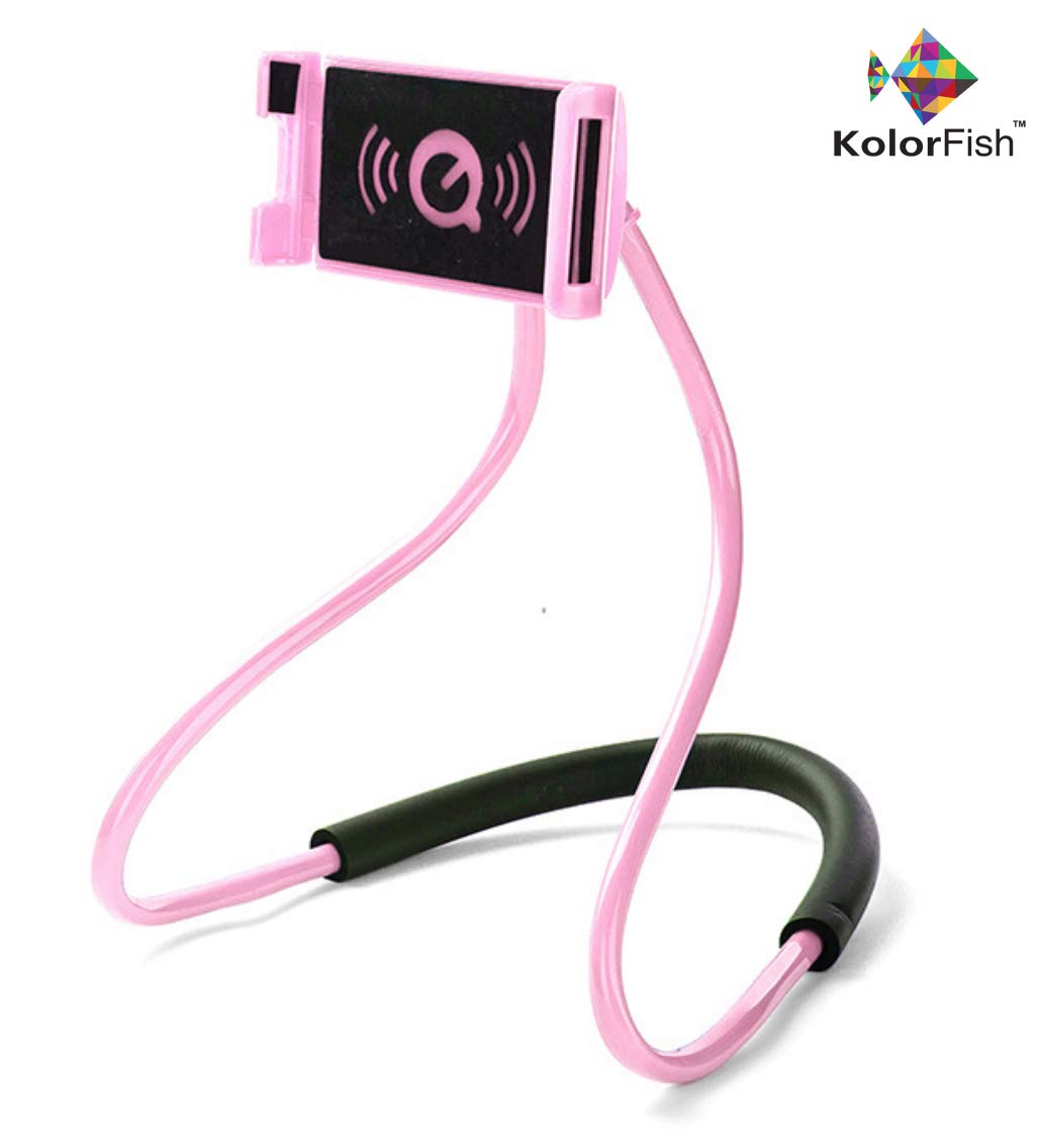 KolorFish Lazy Neck Phone Holder, Universal Phone Neck Holder, Lazy Bracket, DIY Free Rotating Mounts with Multiple Function (Pink)