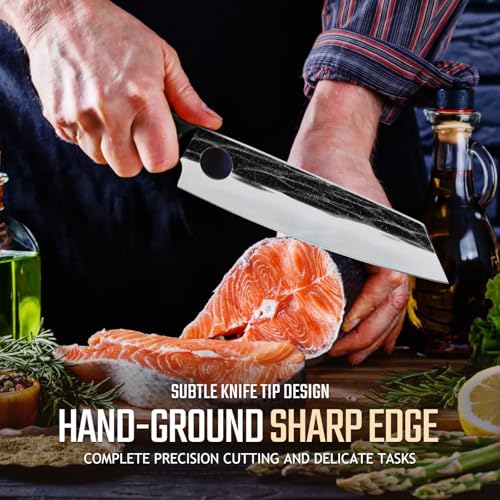 Huusk Kiritsuke Knife Japanese, Gyuto Knife, Japanese Chef Knives with Full Tang Handle, Hand Forged Kitchen Knives for Sushi, Meat, Fruits and Vegetables, Christmas Gift for Men and Women