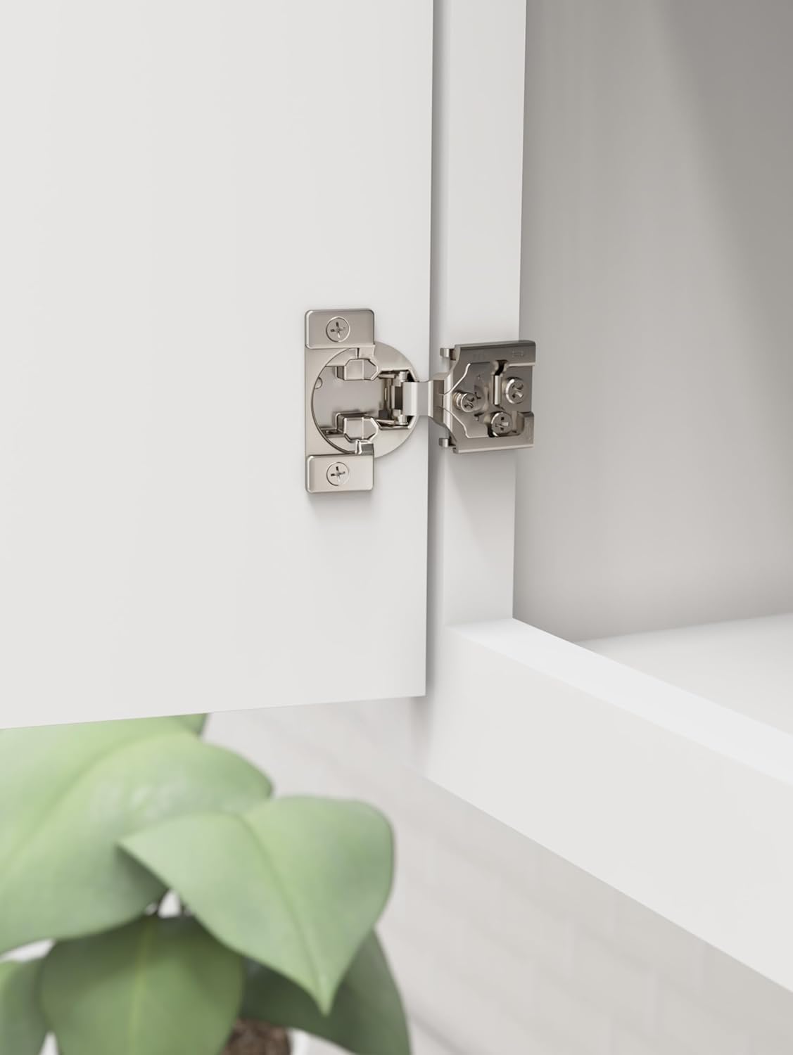 Amerock 2 Pack 3/4 inch Overlay Self-Closing Compact Concealed Hinge for Face Frame Cabinet, 105-degree Opening Angle with 3-Way adjustability