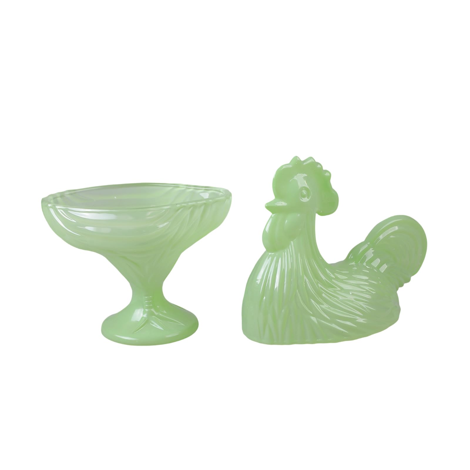 Piceioep Artistic Glass Rooster Canister with Lid Multifunctional for Dessert Storage and Ideas Decorative Glass Rooster Sculpture Canister Candy Jar with Lid