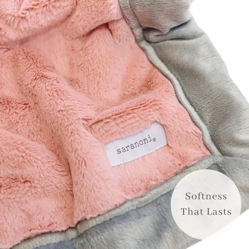 Image of Saranoni Luxury Lush Kids Blanket | Ultra-Soft & Cozy Plush Comfy Blankets for Kids & Teens | Light Pink /Gray - 40 inch x 60 inch