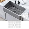 KRAUS Turino 33-inch Farmhouse Reversible Apron Front Fireclay Single Bowl Kitchen Sink in Matte Grey, KFR1-33MGR