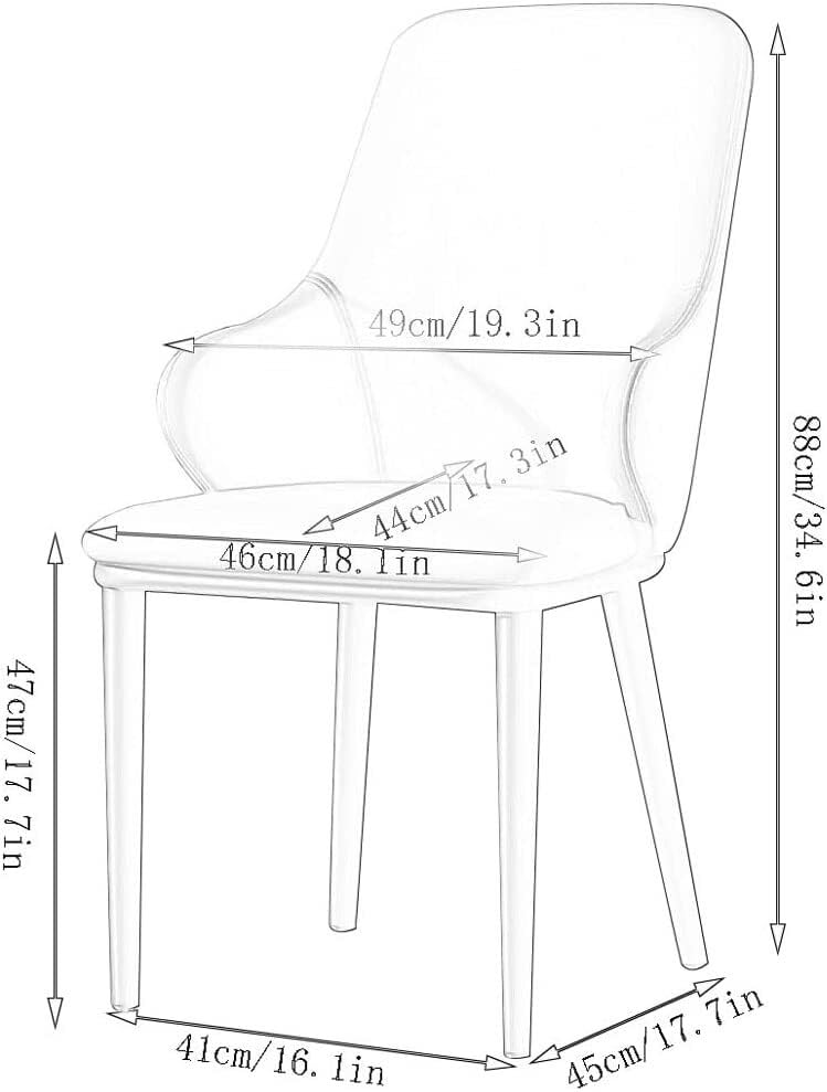 SJIALEN Kitchen Dining Chairs Set of 4,Artificial Leather Carbon Steel Leg Dressing Table Makeup Chair Bedroom Room Balcony Sofa Chair Kitchen Chair (Color : Beige, Size : 88 * 45 * 41cm)